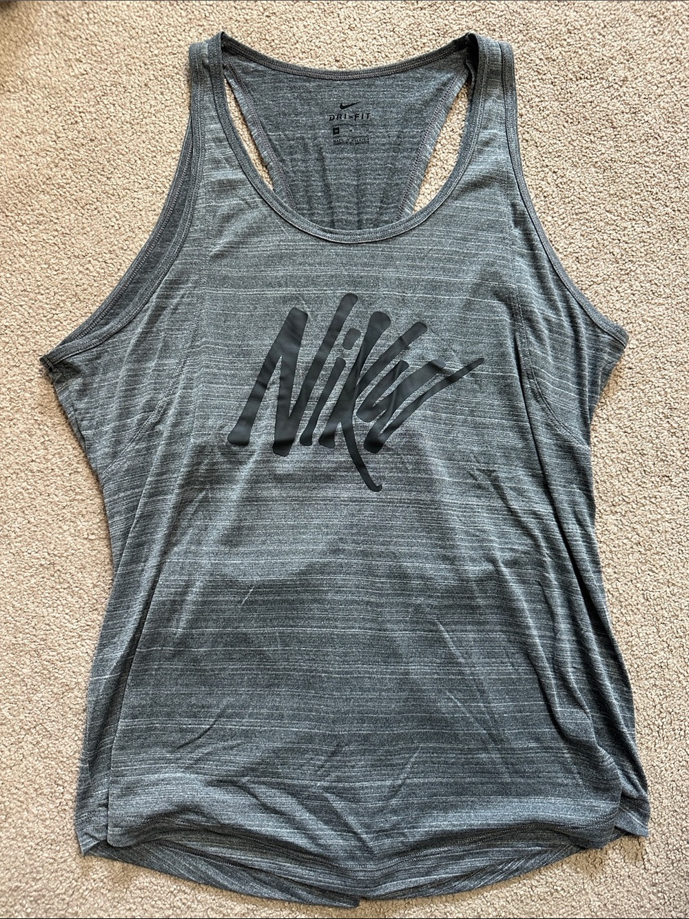Nike Heathered Gray Dri-FIT Logo Racerback Tank